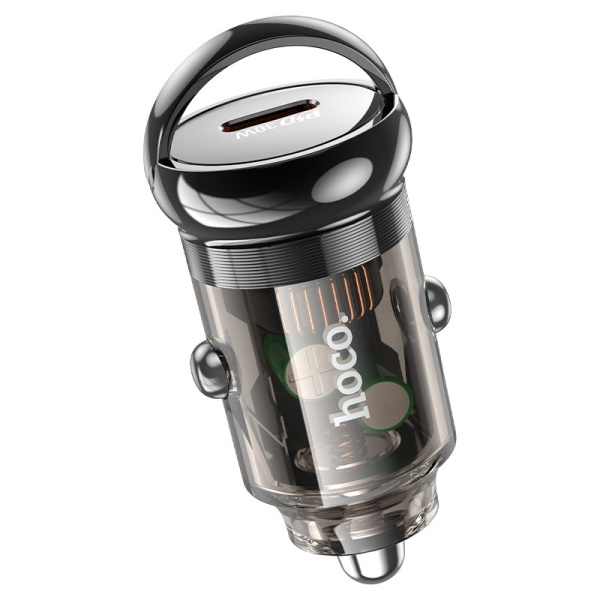 Incarcator Auto, Hoco Z53, 30W, 1xUSB-C, PD, Ring-Pull, negru