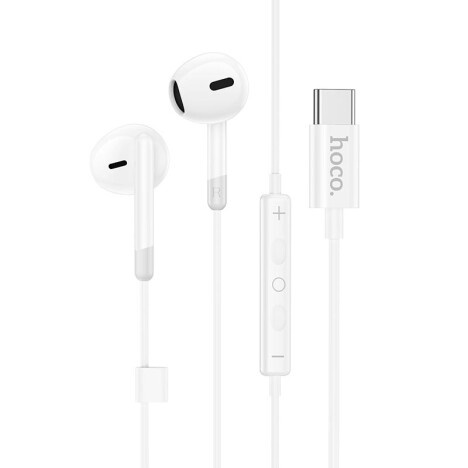 Casti cu Fir Hoco M109, In Ear, USB-C, 1.2m, Mic & Volume Key, HiFi, alb