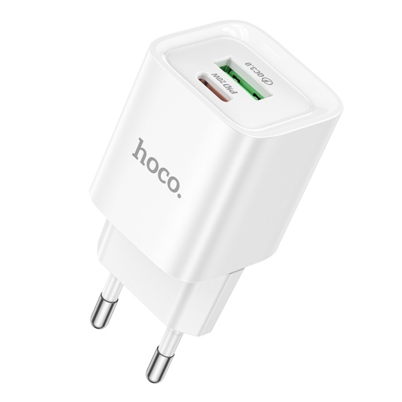Incarcator Retea Hoco C147A, PD30W, 1xUSB-C, 1xUSB-A, alb