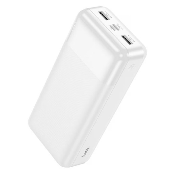 Baterie externa 30.000mAh, Hoco J72B, cu 2xUSB-A, afișaj LED, alb