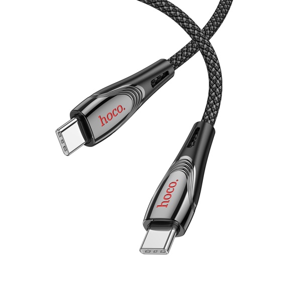 Cablu Type-C la Type-C, Hoco U133, PD60W, QC3.0, 3A, Braided, 1.2m, negru