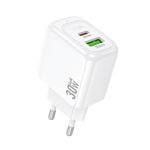 Incarcator Retea Hoco CS55A, PD30W, 1xUSB-C, 1xUSB-A, alb