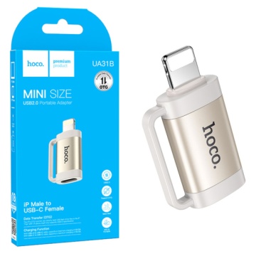 Adaptor USB-C la Lightning, OTG Hoco UA31B, incarcare si transfer, gri - Img 4