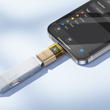 Adaptor USB-C la USB-A, OTG Hoco UA36B, incarcare rapida, auriu - Img 4