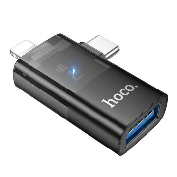 Adaptor USB-C/Lightning la USB-A, OTG Hoco UA36E, incarcare si transfer, negru - Img 2