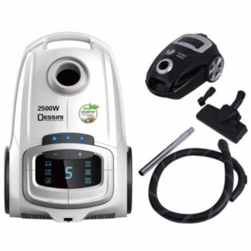 Aspirator cu sac 2500W, Putere mare de aspirare Dessini, capacitate 2.5L, raza de actiune 7m, filtru HEPA, LED Display, 6 nivele filtrare aer, gri - Img 2