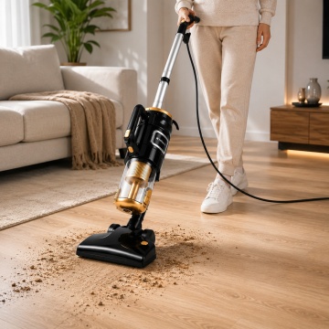 Aspirator vertical cu fir multifunctional 3 in 1 Hoffmans HM-8803 Putere 1800W, Filtrare multipla, Cablu 4.8m, Negru/Gold - Img 2