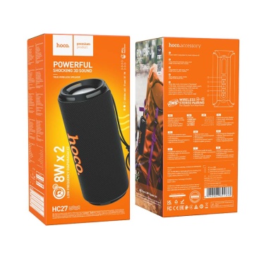 Boxa portabila 2x8W, Hoco HC27, Bluetooth 5.4, microfon wireless, TF card, USB, negru - Img 2