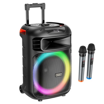 Boxa portabila 60W, Hoco HA5, Bluetooth 5.0, 7000mAh, 2 microfoane wireless, TWS, TF card, USB, AUX, inel RGB, negru - Img 1