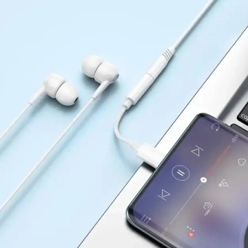 Cablu Audio Hoco LS35, USB-C la Jack 3.5mm (F) - 8cm, alb - Img 2