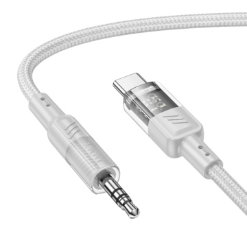 Cablu Audio USB-Cla Jack 3.5mm (M) - 1.2m, Hoco UPA27, transparent-gri - Img 1