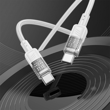Cablu Type-C la Type-C, Hoco U129, PD60W, QC3.0, 3A, Crystal, 1.2m, gri - Img 4