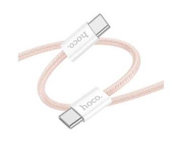 Cablu Type-C la Type-C, Hoco X104, PD60W, QC3.0, Braided, 1m, roz - Img 1