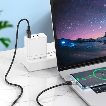 Cablu USB-A la USB-C, Hoco U129, 18W, 3A, Crystal, 1.2m, gri - Img 5