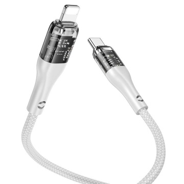Cablu USB-C la Lightning Hoco U115, PD20W, QC3.0, LED, 1.2m, gri - Img 3