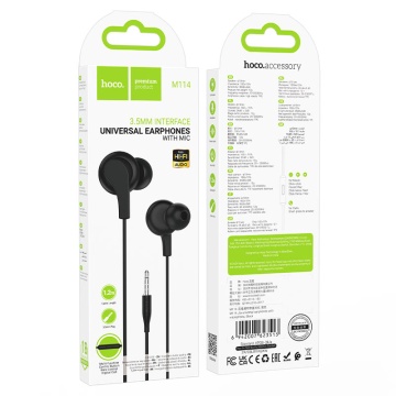 Casti cu Fir Hoco M114, In Ear, 3.5mm, 1.2m, Mic & Volume Key, negru - Img 4