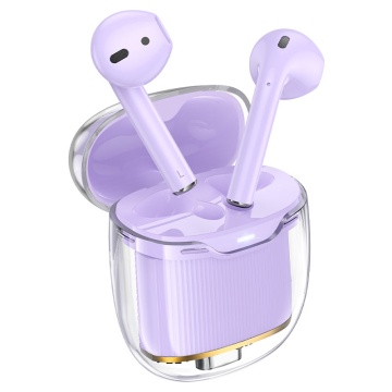 Casti Wireless Hoco EW52, Ear Buds, BT 5.3, 180h StandBy, 300mAh, Crystal, violet