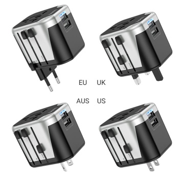Convertor priza 2xUSB-A, Hoco AC5, adaptor universal EU/UK/US/AUS, incarcare rapida, compact, alb - Img 2