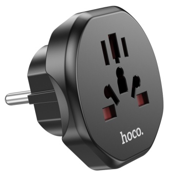 Convertor priza Hoco AC6, adaptor universal, incarcare rapida, EU Plug, negru - Img 3