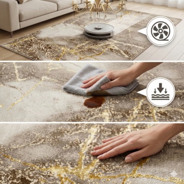 Covor Modern Livario Imperial Effect Gresie Beige Gold - Img 4