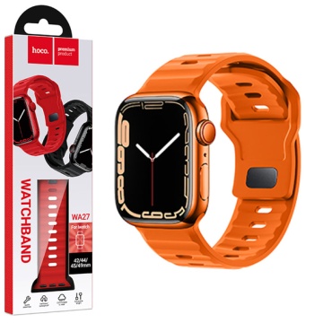 Curea silicon pentru iWatch, Hoco WA27, Universal Size, Flexibile Band, Stepped, orange - Img 1