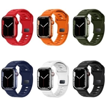 Curea silicon pentru iWatch, Hoco WA27, Universal Size, Flexibile Band, Stepped, verde - Img 3