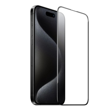 Hoco A12 Plus folie clear iPhone 15 Plus, sticla securizata 6D DustProof, rama neagra, HD Glass - Img 1
