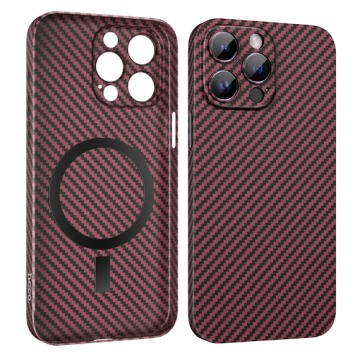 Husa iPhone 14 Pro Max Hoco, MagSafe, carbon, thin, protectie premium, bordo - Img 1