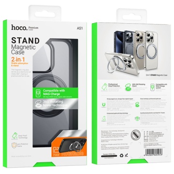 Husa iPhone 15 Hoco AS1, MagSafe, Ring Stand, protectie premium, negru - Img 4