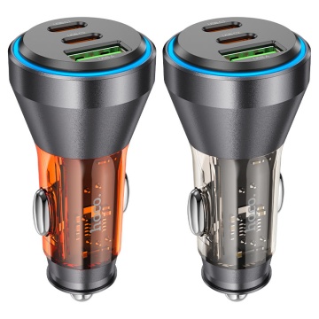 Incarcator Auto Hoco NZ12D, 60W, 2xUSB-C, 1xUSB-A, PD, QC 3.0, orange - Img 2