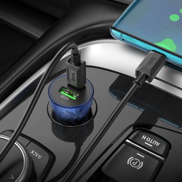 Incarcator Auto Hoco Z47, 20W, 2xUSB-A, Clear, albastru - Img 6