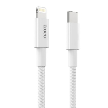 Incarcator Retea + Cablu Lightning, Hoco C147A, 1m, PD20W, 1xUSB-C, 1xUSB-A, alb - Img 3