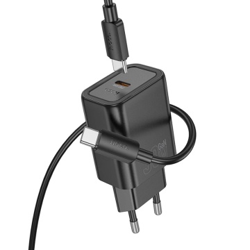 Incarcator Retea + Cablu USB-C Hoco N62, 1m, PD30W, 1xUSB-C, 1xUSB-A, negru - Img 2