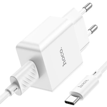 Incarcator retea Hoco C106A, 10.5W, USB-A 2.1A, cablu USB-C, alb - Img 5