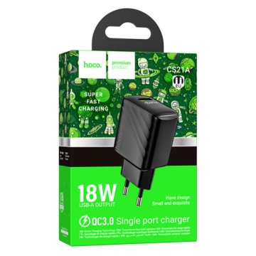 Incarcator Retea Hoco CS21A, 18W, 1xUSB-A, QC 3.0, FCP/AFC, negru - Img 4