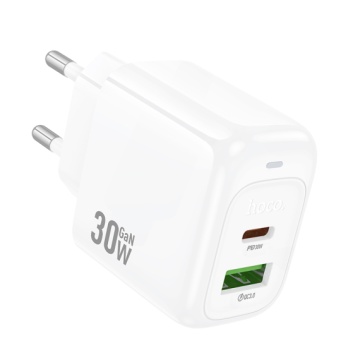 Incarcator Retea Hoco CS55A, PD30W, 1xUSB-C, 1xUSB-A, alb - Img 2