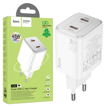 Incarcator Retea Hoco N42, 45W, 2xUSB-A, alb - Img 5