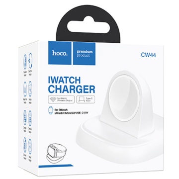 Incarcator Wireless Hoco CW44, iWatch, 2.5W, Qi Charging, Stand, alb - Img 4