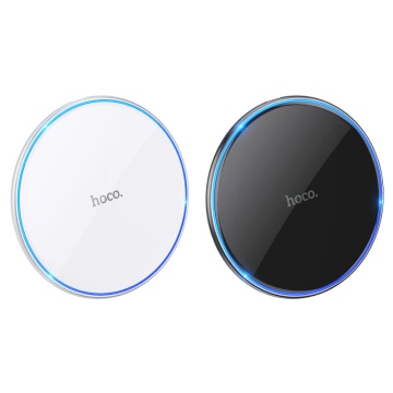 Incarcator Wireless Hoco CW6 Pro, Ultra Thin, 15W, Qi Charging, Ambient Light, alb - Img 3