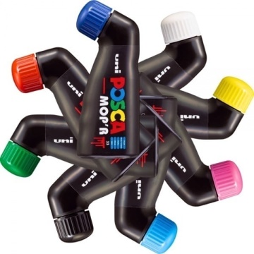 Marker UNI Posca mop'r PCM22, varf rotund buretat 3.0-19.0mm, albastru deschis - M1420 - Img 4