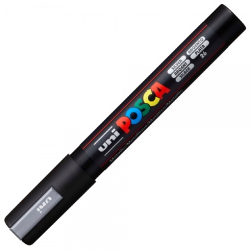 Marker UNI Posca PC-5M, varf rotund, 1.8-2.5mm, argintiu - M299 - Img 2