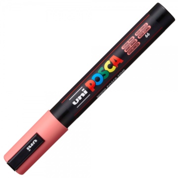 Marker UNI Posca PC-5M, varf rotund, 1.8-2.5mm, roz corai - M1177 - Img 2