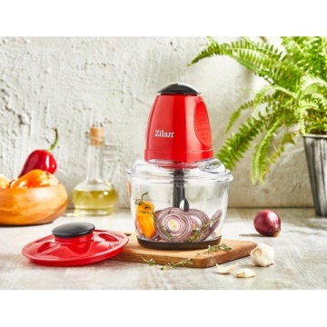 Mini tocator Zilan ZLN5619 – 200W, vas sticlă 1L, lame inox, operare printr-o atingere, roșu - Img 5