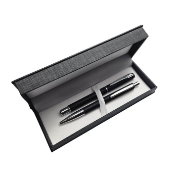 Set cadou stilou + pix Cresco Winner, W-02, corp metalic negru mat si clips argintiu - S1396 - Img 1
