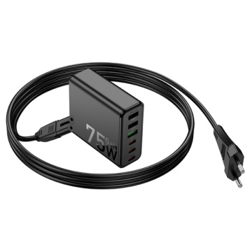 Statie incarcare Hoco C133A, PD75W, 3xUSB-C, 3xUSB-A, MultiHub USB, Cablu retea, negru - Img 3