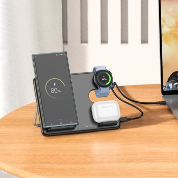 Statie incarcare wireless Hoco CQ2, 3 in 1, MagSafe, 15W, negru - Img 4