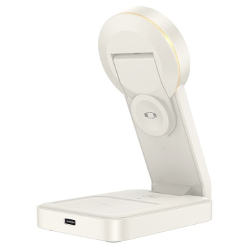 Statie Incarcare Wireless, Hoco CQ3, MagSafe, 15W, Qi Charging, Stand, 3 in 1, alb - Img 3