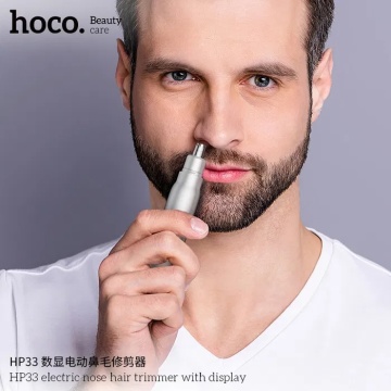 Trimmer portabil Hoco HP33, pentru nas și urechi cu display LED și acumulator 400mAh, gri - Img 4