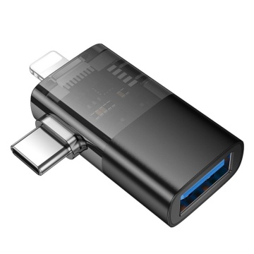 Adaptor USB-C/Lightning la USB-A, OTG Hoco UA36E, incarcare si transfer, negru - Img 3