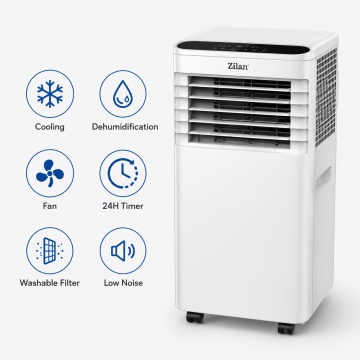 Aer conditionat portabil Zilan ZLN7101, 9000 BTU, 3 in 1 racire dezumidificare ventilatie, timer, alb - Img 4